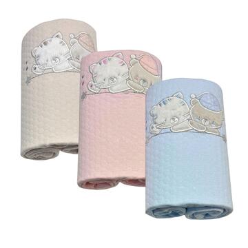 COPERTINA RICAMATA IN JERSEY NEONATO 70x80 BRUCOBRUCO KCM223