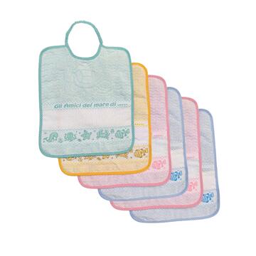 Bavaglino bambini in spugna con tela aida 28x33 Bubab&ugrave; BAV107 Mare - CIAM Centro Ingrosso Abbigliamento
