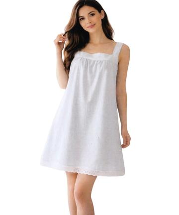 Camicia da notte donna a spalla larga in battista di cotone Mida C9035
