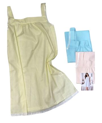 Camicia da notte donna a spalla larga in battista di cotone Mida C9035