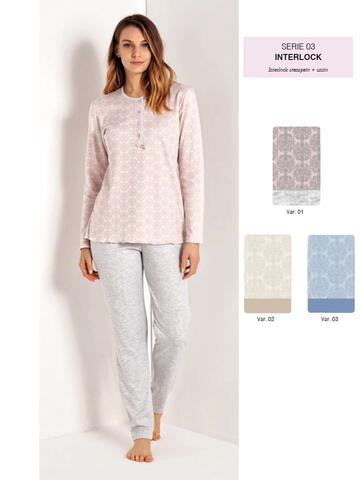 Women's pajamas in warm cotton jersey Exclusive CL182 - CIAM Centro Ingrosso Abbigliamento