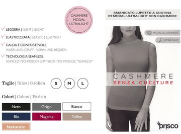 Lupetto donna smanicato in cashmere a costine ultralight Prisco Cash SM - CIAM Centro Ingrosso Abbigliamento