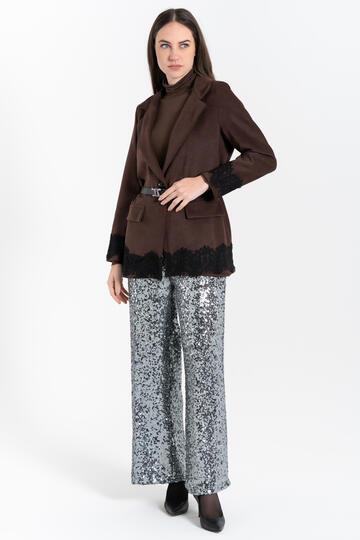 GIACCA DONNA IN VELLUTTO E PIZZO FIORENZA AMADORI MG206.858&nbsp; - CIAM Centro Ingrosso Abbigliamento