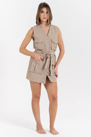 MINI DRESS SMANICATO EFFETTO LINO FIORENZA AMADORI FM261195&nbsp;