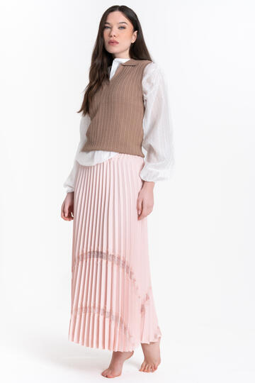 GONNA LUNGA PLISSE' CON INSERTO IN PIZZO FIORENZA AMADORI 530421&nbsp;