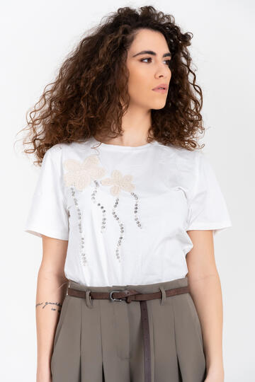 T-SHIRT CON APPLICAZIONI FIORENZA AMADORI JK58011