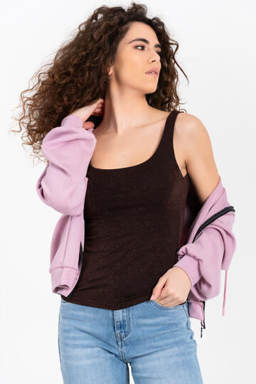 FELPA ZIP E CAPPUCCIO CROP FIORENZA AMADORI F6765T64&nbsp;