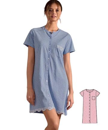 Camicia da notte clinica a manica corta in jersey di cotone Infiore DTL634233