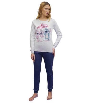 Pigiama donna in jersey di cotone caldo con Stitch Sabor DYD2707 - CIAM Centro Ingrosso Abbigliamento