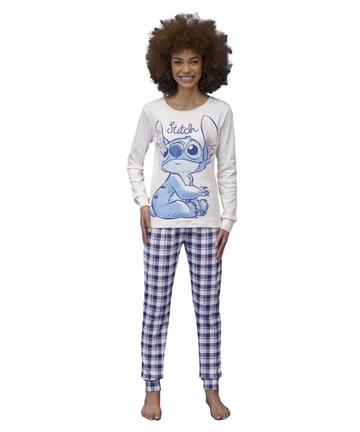 Pigiama donna in jersey di cotone caldo con Stitch Sabor DYD2707 - CIAM Centro Ingrosso Abbigliamento