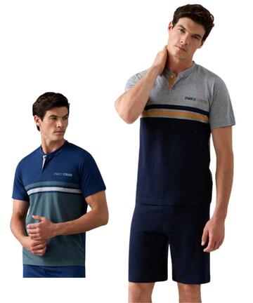 Pigiama uomo corto in jersey di cotone Enrico Coveri EP1237 - CIAM Centro Ingrosso Abbigliamento