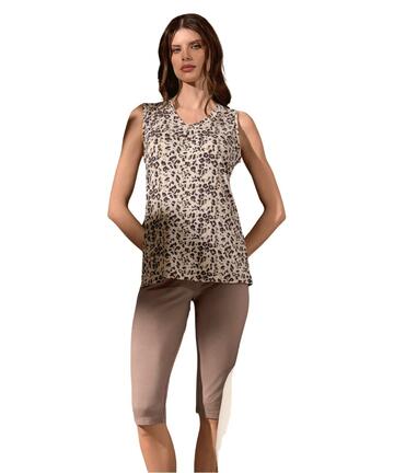 Pigiama donna a spalla larga in viscosa stampata Lormar Feline FEL654075
