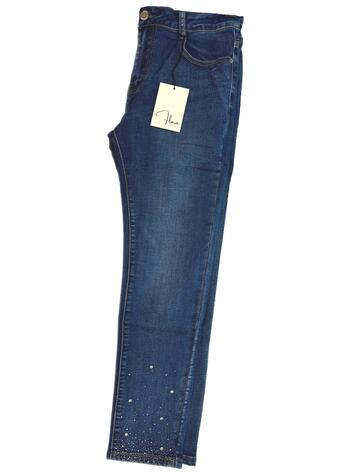 FL2002WOMEN'S JEANS WITH RHINESTONE FLORA ESSENTIALS FL2002 - CIAM Centro Ingrosso Abbigliamento