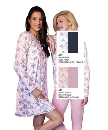 Camicia da notte in jersey di cotone caldo Sielei Florence FL25 - CIAM Centro Ingrosso Abbigliamento