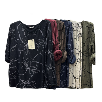 T-SHIRT DONNA MANICA LUNGA STAMPA FLOREALE FLORA FL4008 - CIAM Centro Ingrosso Abbigliamento