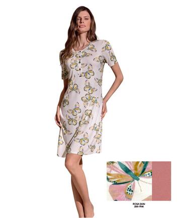 Camicia da notte a manica corta in viscosa stampata Lormar Free FRE634080