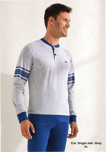 Pigiama uomo a manica lunga in jersey di cotone Il Granchio GP1115 - CIAM Centro Ingrosso Abbigliamento