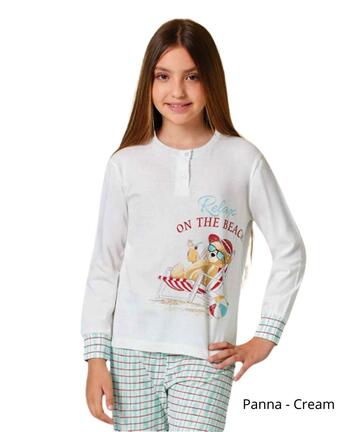 Pigiama da bambina in jersey di cotone Il Granchietto GP7126