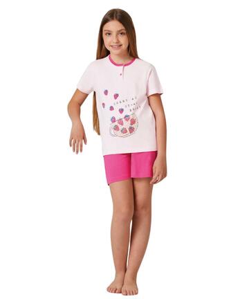 Короткая пижама из хлопкового трикотажа для девочек Il Granchietto GP7130 - CIAM Centro Ingrosso Abbigliamento