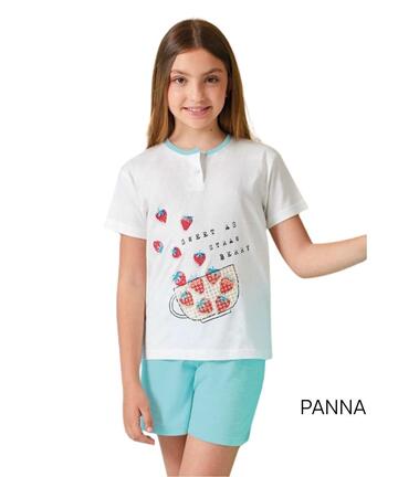 Короткая пижама из хлопкового трикотажа для девочек Il Granchietto GP7130 - CIAM Centro Ingrosso Abbigliamento