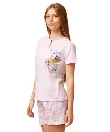 Pigiama corto da ragazza in jersey di cotone Il Granchietto GP7136