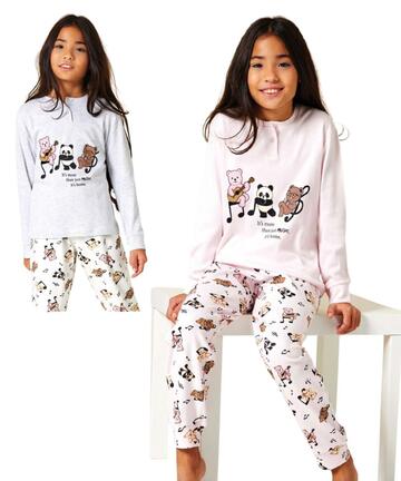 Pigiama da bambina in CALDO cotone Il Granchietto GP7139