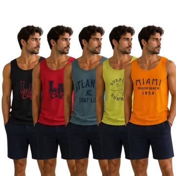 Canotta uomo in cotone con stampa GQC 3219