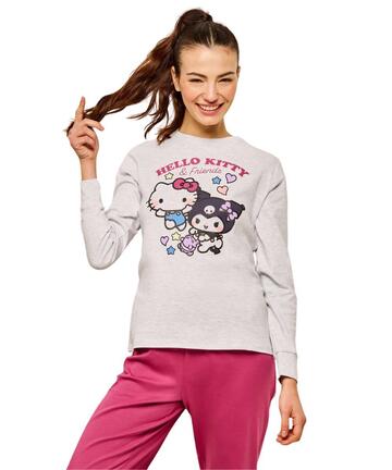 Pigiama donna in jersey di cotone caldo Hello Kitty Sabor HKD0899