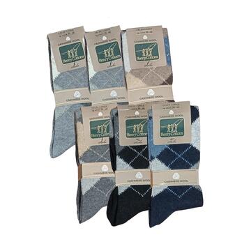 Calza da uomo lunga in cashmere e lana Henry Cotton's HC36714 rombi