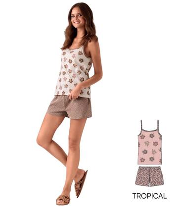 Pigiama donna a spalla stretta in jersey di cotone Infiore Ibiscus IBS654145 - CIAM Centro Ingrosso Abbigliamento