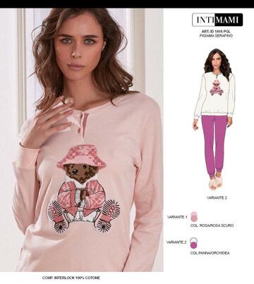 Pigiama donna in jersey di cotone caldo Intimami ID1416 - CIAM Centro Ingrosso Abbigliamento