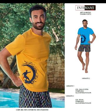 Pigiama uomo corto in jersey di cotone Intimami IU428 - CIAM Centro Ingrosso Abbigliamento