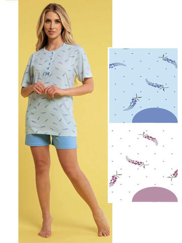 Pigiama donna calibrato a manica corta in jersey di cotone Karelpiu' KC4015 - CIAM Centro Ingrosso Abbigliamento