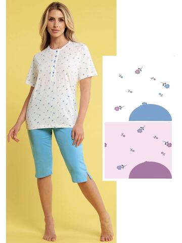 Pigiama donna a manica corta e pinocchietto Karelpiu' KC4020 - CIAM Centro Ingrosso Abbigliamento