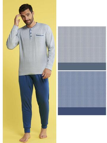 Karelpiu' KC4175 men's long-sleeved cotton jersey pajamas - CIAM Centro Ingrosso Abbigliamento