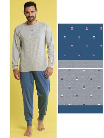 Men's long-sleeved pajamas in Karelpiu' KC4180 cotton jersey - CIAM Centro Ingrosso Abbigliamento