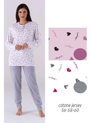 Plus size women's seraph pajamas in Karelpiu' KC6078 cotton jersey - CIAM Centro Ingrosso Abbigliamento