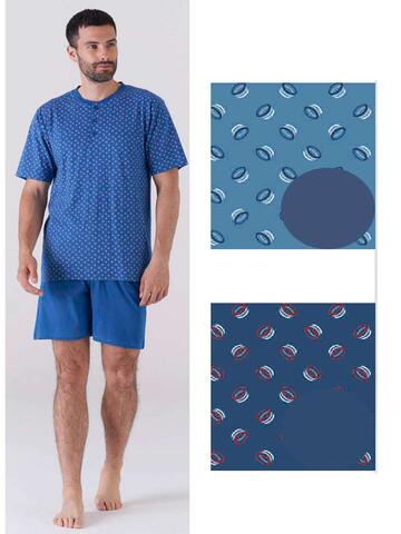 Karelpiu' KC6195 men's short-sleeved cotton jersey pajamas - CIAM Centro Ingrosso Abbigliamento