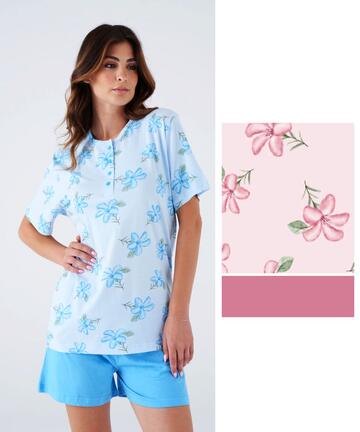 Pigiama donna a manica corta in cotone Karelpiu' KC8010 - CIAM Centro Ingrosso Abbigliamento