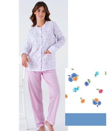 Pigiama donna aperto in jersey di cotone Karelpiu' KC8031 - CIAM Centro Ingrosso Abbigliamento