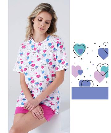 Pigiama donna a manica corta in cotone Karelpiu' KC8073 - CIAM Centro Ingrosso Abbigliamento