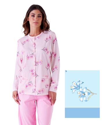 Pigiama donna aperto in jersey di cotone Karelpiu' KE0003 - CIAM Centro Ingrosso Abbigliamento