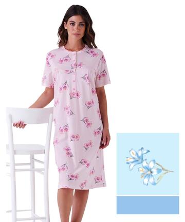 Camicia da notte donna a manica corta Karelpiu' KE0009 - CIAM Centro Ingrosso Abbigliamento
