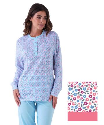 Pigiama donna a serafino in jersey di cotone Karelpiu' KE0028
