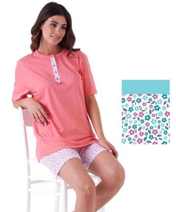 Pigiama donna a manica corta in jersey di cotone Karelpiu' KE0036 - CIAM Centro Ingrosso Abbigliamento