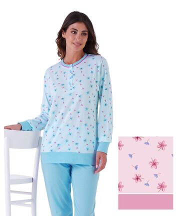 Pigiama donna a serafino in jersey di cotone Karelpiu' KE0051 - CIAM Centro Ingrosso Abbigliamento