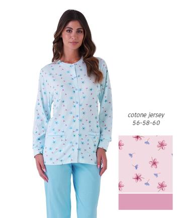 Pigiama donna CALIBRATO aperto in jersey di cotone Karelpiu' KE0053