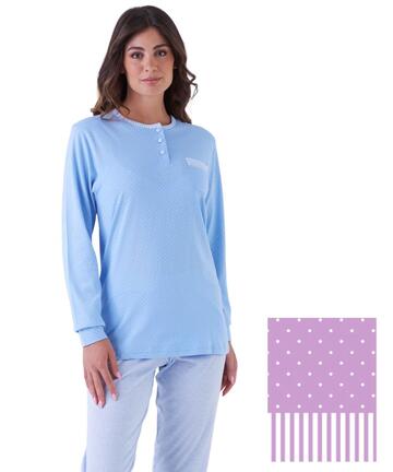 Pigiama donna a serafino in jersey di cotone Karelpiu' KE0085 - CIAM Centro Ingrosso Abbigliamento