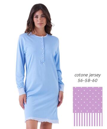 Camicia da notte donna taglie forti in jersey di cotone Karelpiu' KE0087 - CIAM Centro Ingrosso Abbigliamento