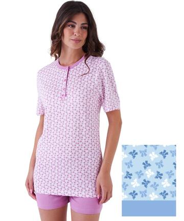 Pigiama donna CALIBRATO a manica corta in cotone Karelpiu' KE0042 - CIAM Centro Ingrosso Abbigliamento